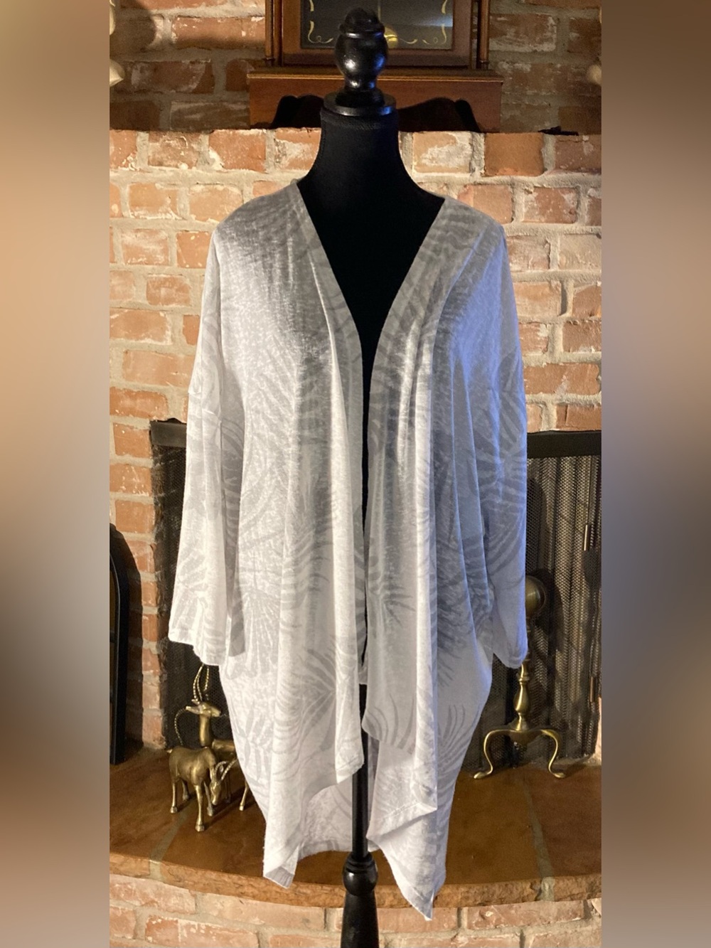 G by Giuliana Open-Front White Sheer Knit Cardigan
